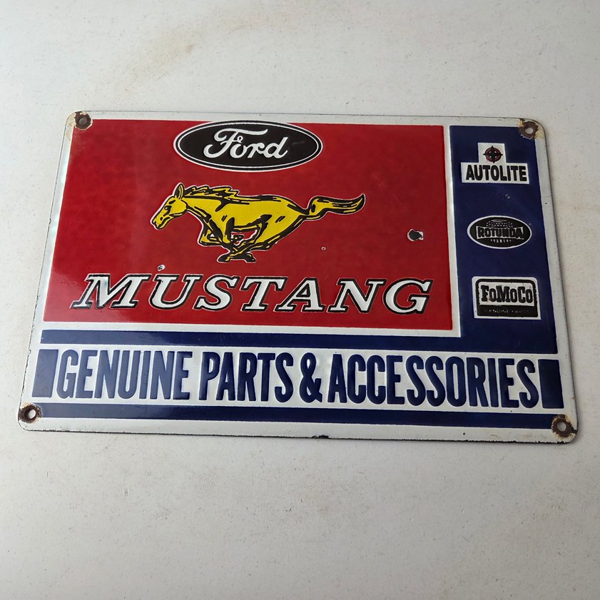Vintage Ford Mustang Porcelain Sign - Gas Pump Porcelain Automobilia Parts Sign - Image 14