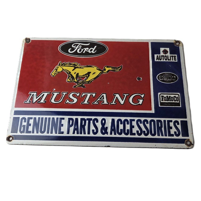 Vintage Ford Mustang Porcelain Sign - Gas Pump Porcelain Automobilia Parts Sign