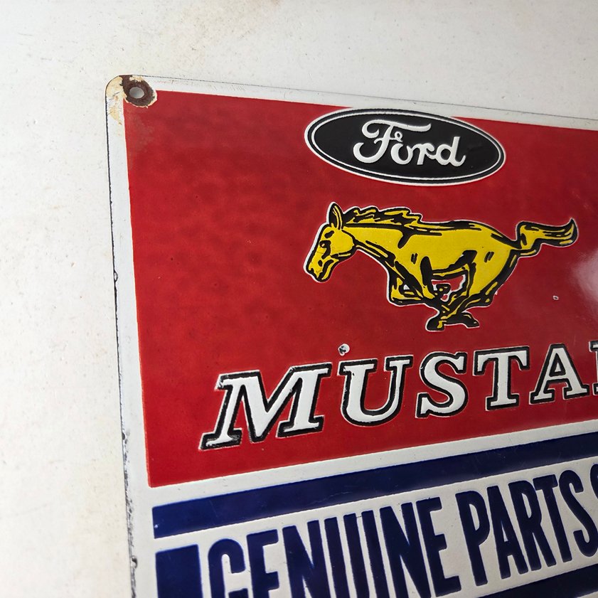 Vintage Ford Mustang Porcelain Sign - Gas Pump Porcelain Automobilia Parts Sign - Image 13