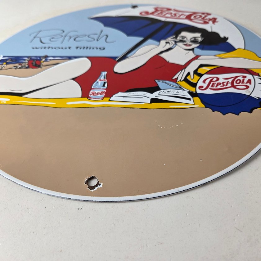 Vintage Pepsi Porcelain Sign - Bottles Beach Beverage Drink Cola Gas Sign - Image 10
