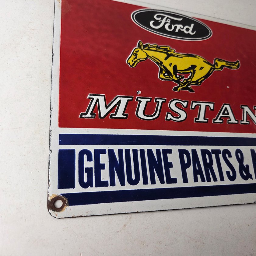Vintage Ford Mustang Porcelain Sign - Gas Pump Porcelain Automobilia Parts Sign - Image 11