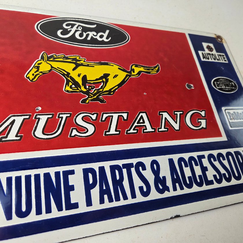 Vintage Ford Mustang Porcelain Sign - Gas Pump Porcelain Automobilia Parts Sign - Image 12