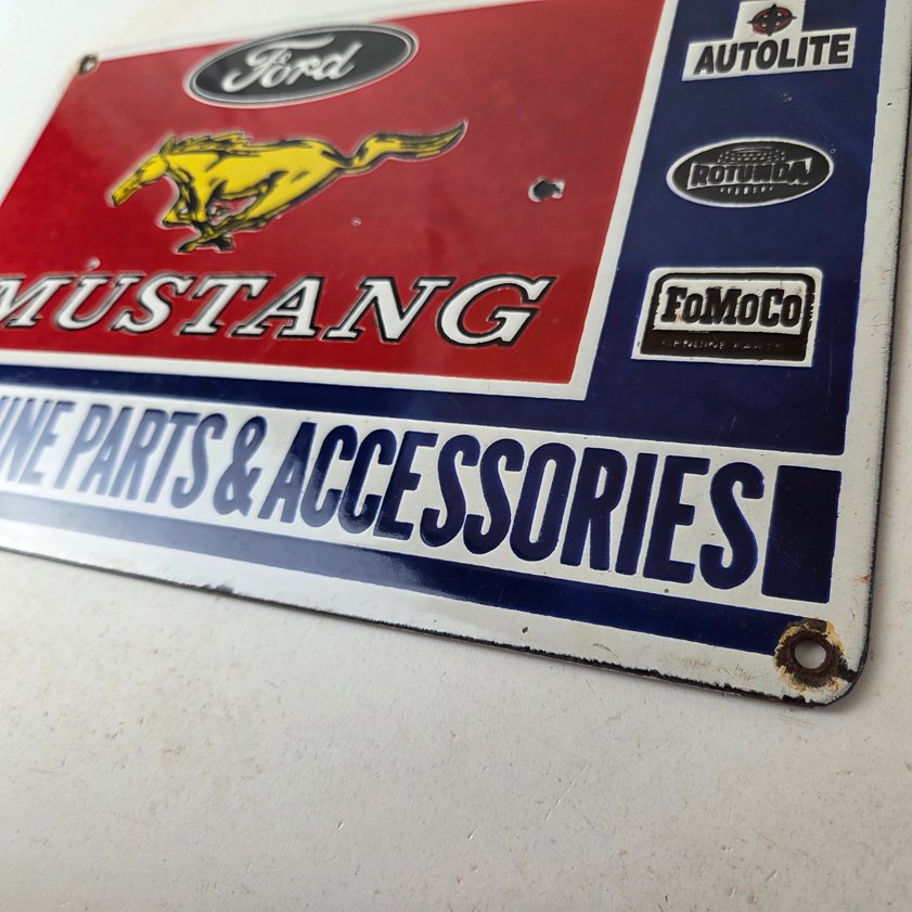 Vintage Ford Mustang Porcelain Sign - Gas Pump Porcelain Automobilia Parts Sign - Image 5