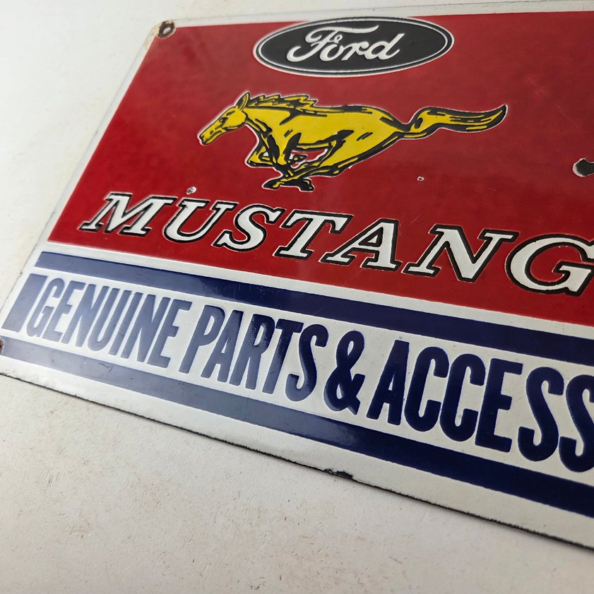 Vintage Ford Mustang Porcelain Sign - Gas Pump Porcelain Automobilia Parts Sign - Image 6