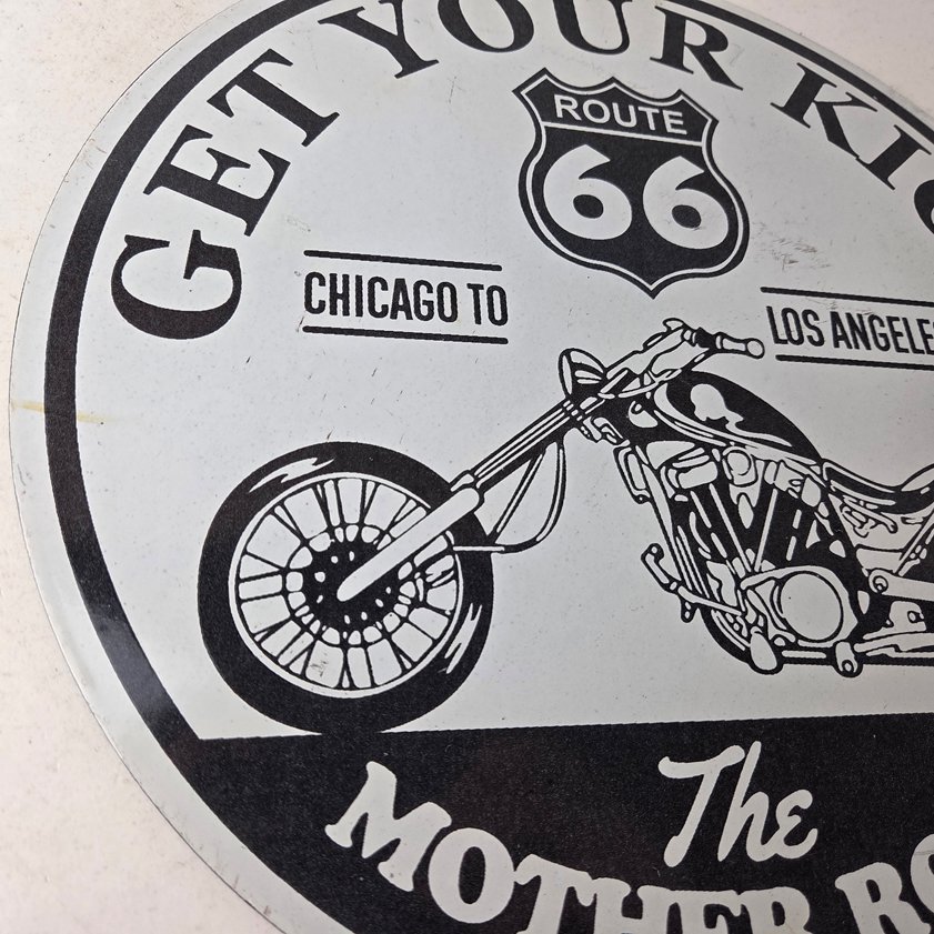Vintage US Route 66 Sign - Porcelain Motorcycle Kicks on 66 Gas Pump Sign - Image 5