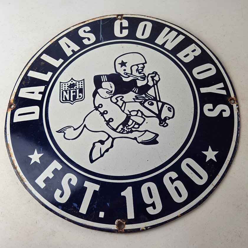 Vintage Dallas Cowboys Porcelain Sign - Texas Football NFL Gas Pump Sign - Image 14