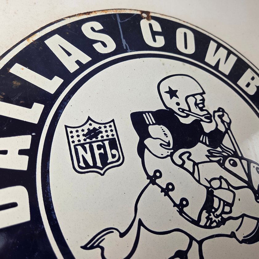 Vintage Dallas Cowboys Porcelain Sign - Texas Football NFL Gas Pump Sign - Image 12