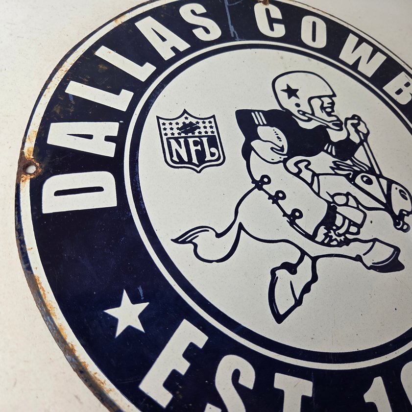 Vintage Dallas Cowboys Porcelain Sign - Texas Football NFL Gas Pump Sign - Image 10