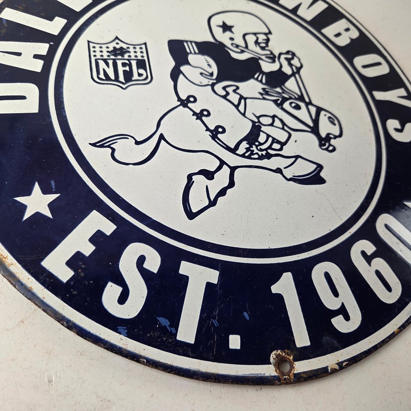 Vintage Dallas Cowboys Porcelain Sign - Texas Football NFL Gas Pump Sign - Image 4