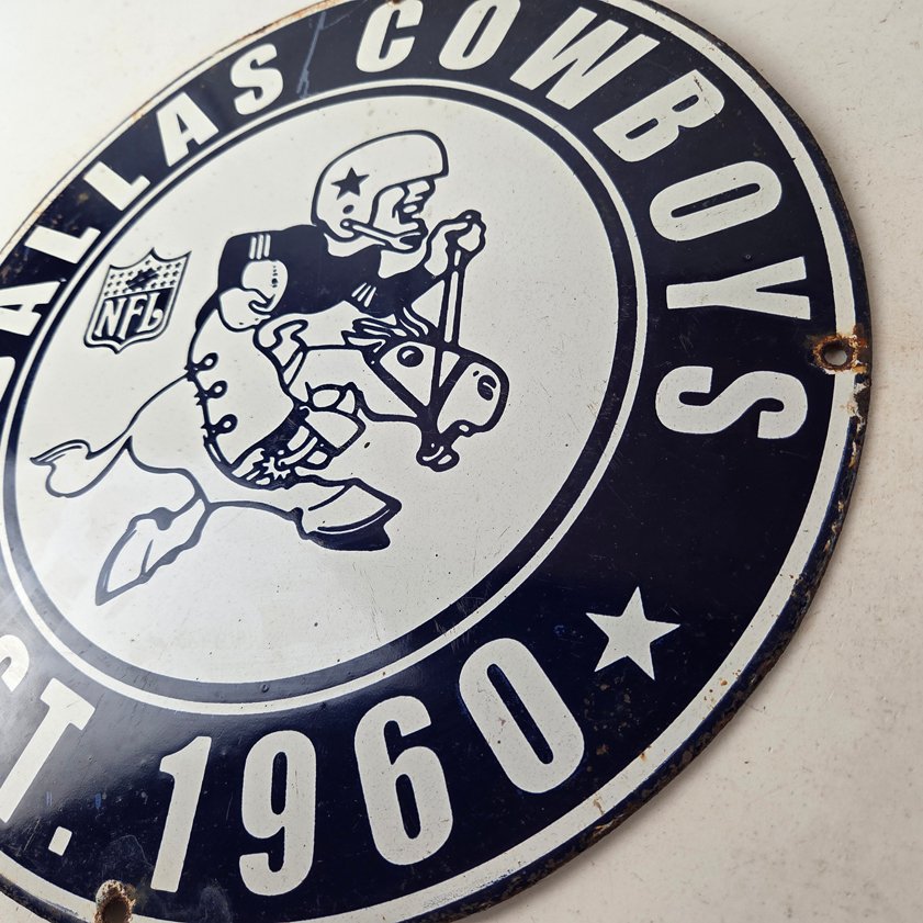 Vintage Dallas Cowboys Porcelain Sign - Texas Football NFL Gas Pump Sign - Image 3