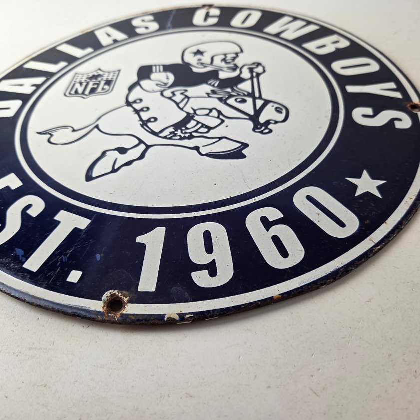 Vintage Dallas Cowboys Porcelain Sign - Texas Football NFL Gas Pump Sign - Image 9
