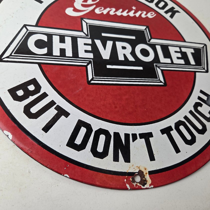 Vintage Chevrolet Sign - Warning, Automobile Motors Gas Pump Porcelain Sign - Image 9