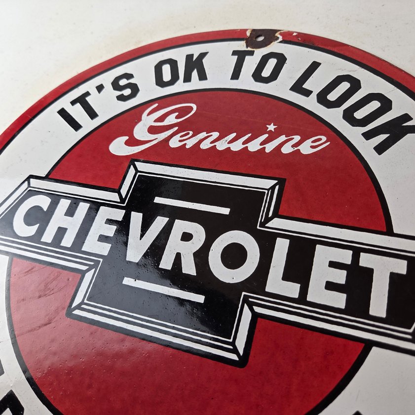 Vintage Chevrolet Sign - Warning, Automobile Motors Gas Pump Porcelain Sign - Image 8