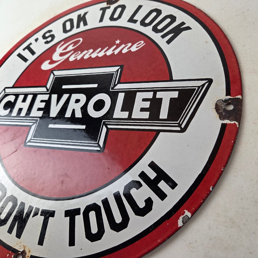 Vintage Chevrolet Sign - Warning, Automobile Motors Gas Pump Porcelain Sign - Image 6
