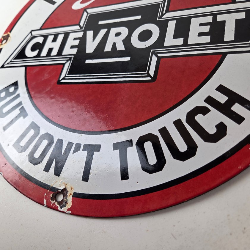 Vintage Chevrolet Sign - Warning, Automobile Motors Gas Pump Porcelain Sign - Image 7