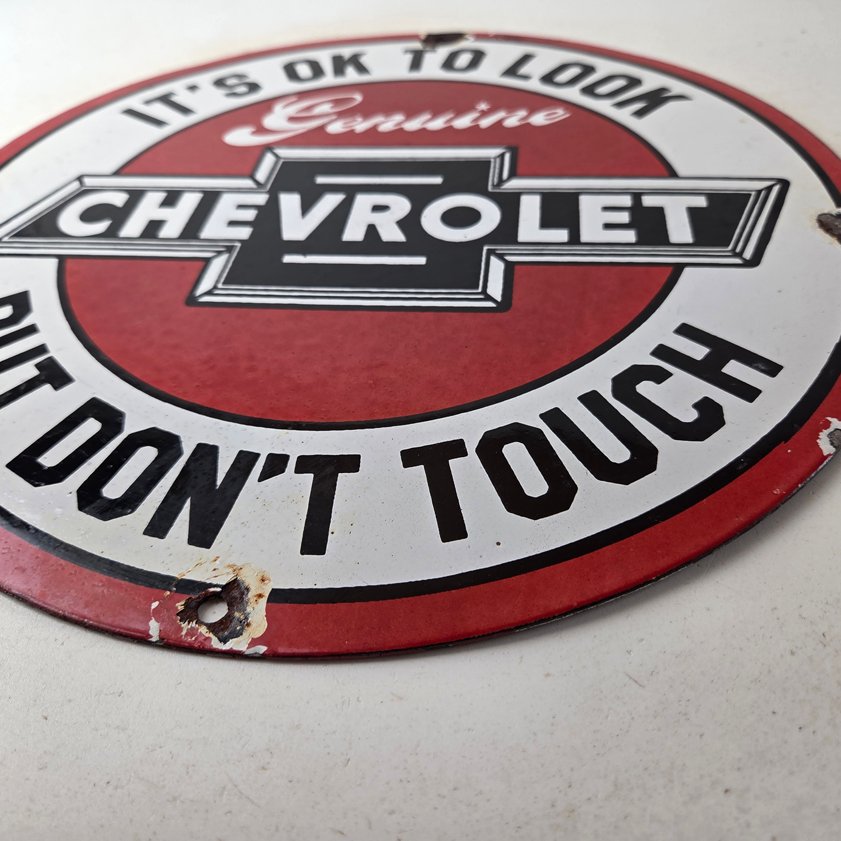 Vintage Chevrolet Sign - Warning, Automobile Motors Gas Pump Porcelain Sign - Image 5