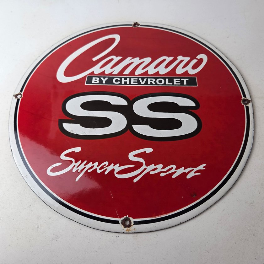 Vintage Chevrolet Sign - Camaro SS Automobile Motors Gas Pump Porcelain Sign - Image 14
