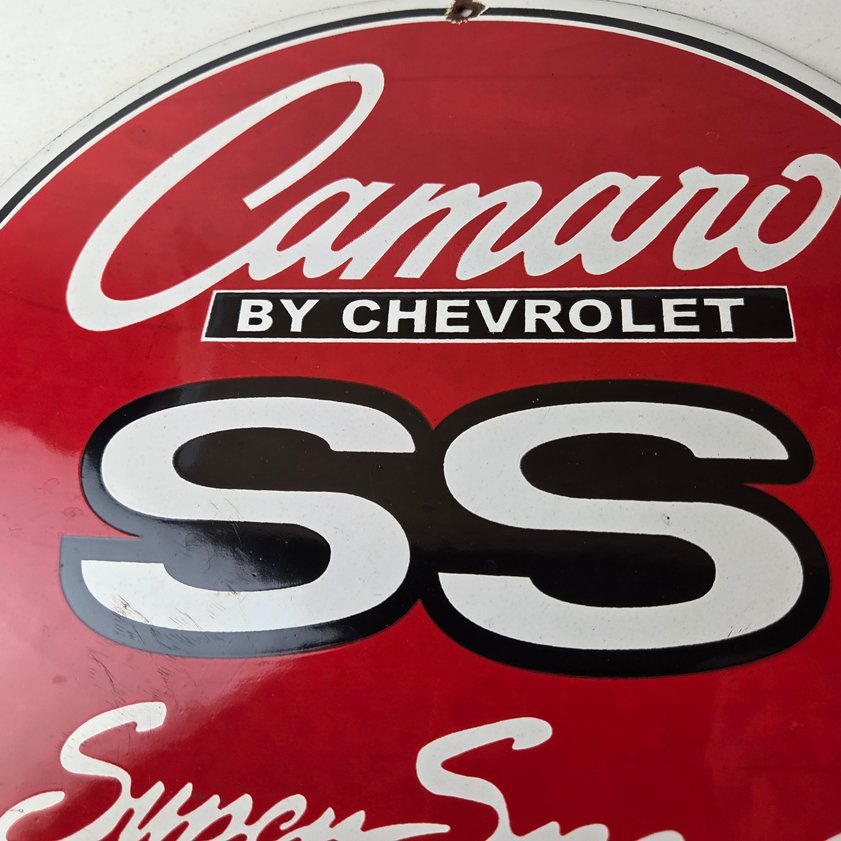 Vintage Chevrolet Sign - Camaro SS Automobile Motors Gas Pump Porcelain Sign - Image 3