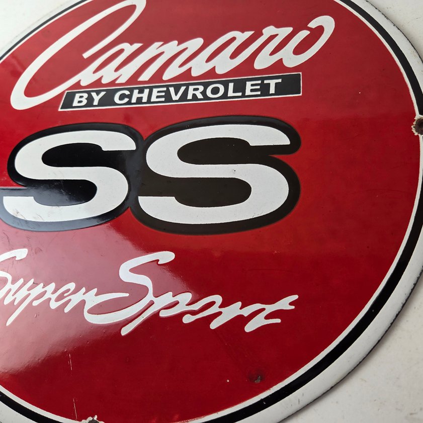 Vintage Chevrolet Sign - Camaro SS Automobile Motors Gas Pump Porcelain Sign - Image 2