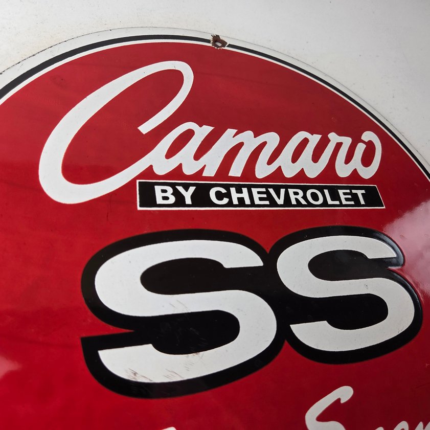 Vintage Chevrolet Sign - Camaro SS Automobile Motors Gas Pump Porcelain Sign - Image 4