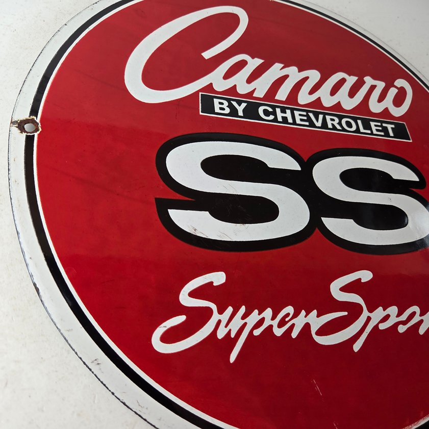 Vintage Chevrolet Sign - Camaro SS Automobile Motors Gas Pump Porcelain Sign - Image 13