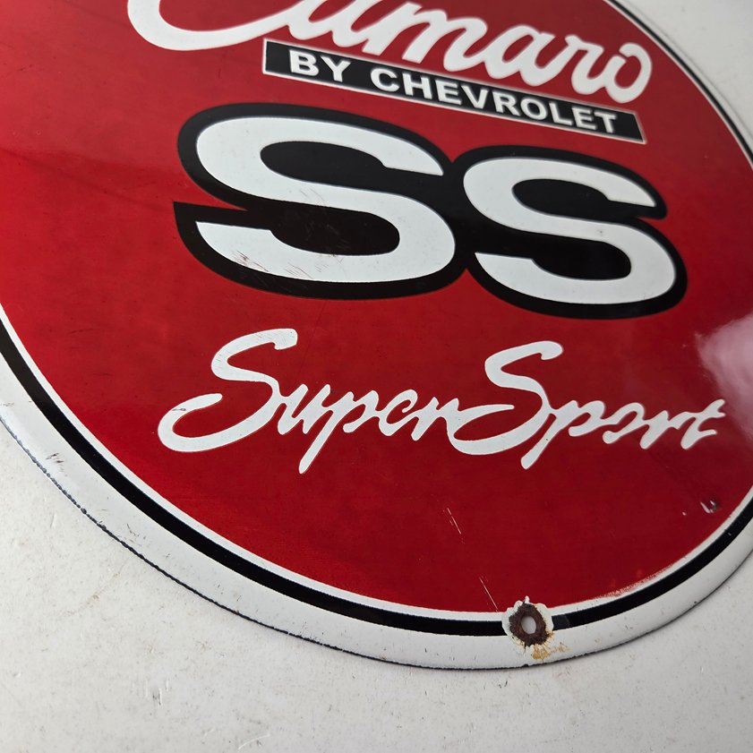 Vintage Chevrolet Sign - Camaro SS Automobile Motors Gas Pump Porcelain Sign - Image 12