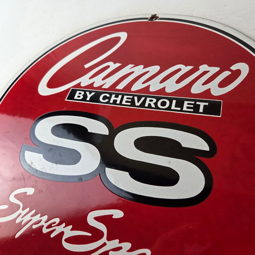 Vintage Chevrolet Sign - Camaro SS Automobile Motors Gas Pump Porcelain Sign - Image 11