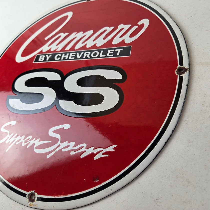 Vintage Chevrolet Sign - Camaro SS Automobile Motors Gas Pump Porcelain Sign - Image 7