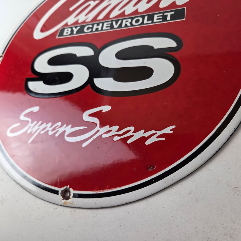 Vintage Chevrolet Sign - Camaro SS Automobile Motors Gas Pump Porcelain Sign - Image 5