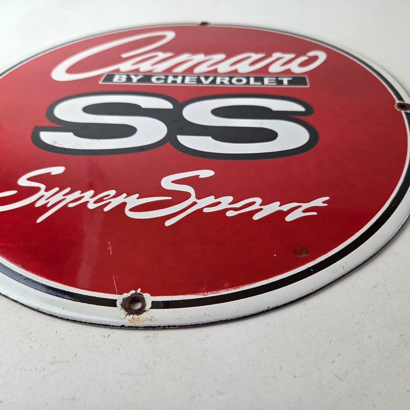 Vintage Chevrolet Sign - Camaro SS Automobile Motors Gas Pump Porcelain Sign - Image 6