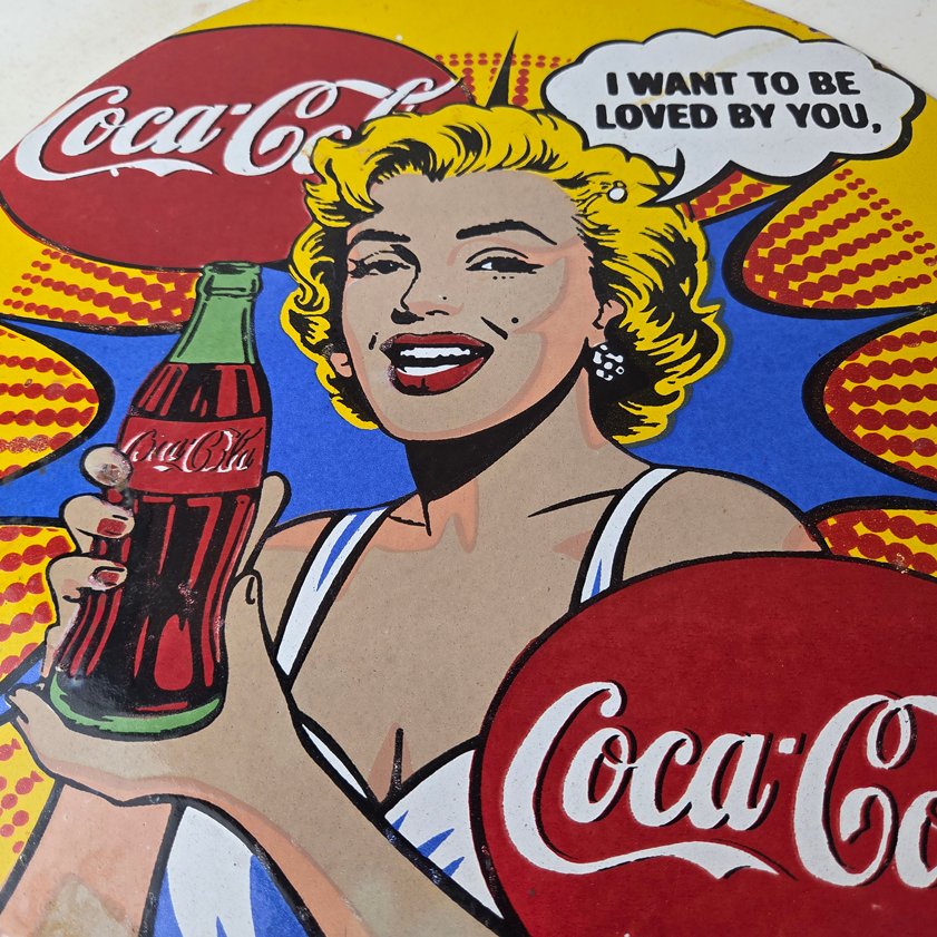 Vintage Coca Cola Porcelain Sign - Gas Pump Service Marilyn Monroe Sign - Image 3