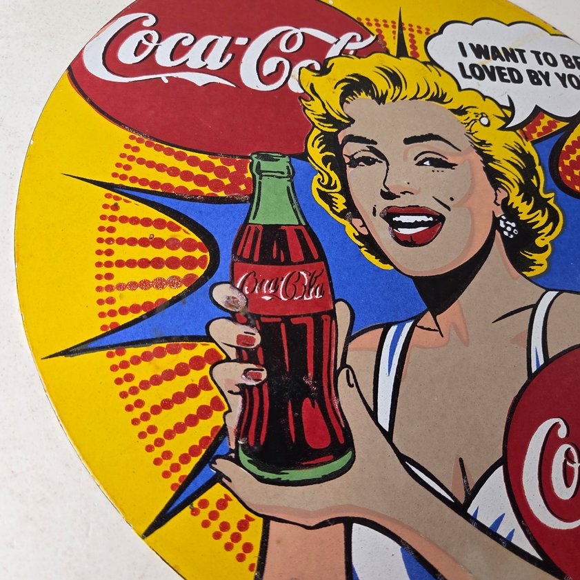 Vintage Coca Cola Porcelain Sign - Gas Pump Service Marilyn Monroe Sign - Image 5