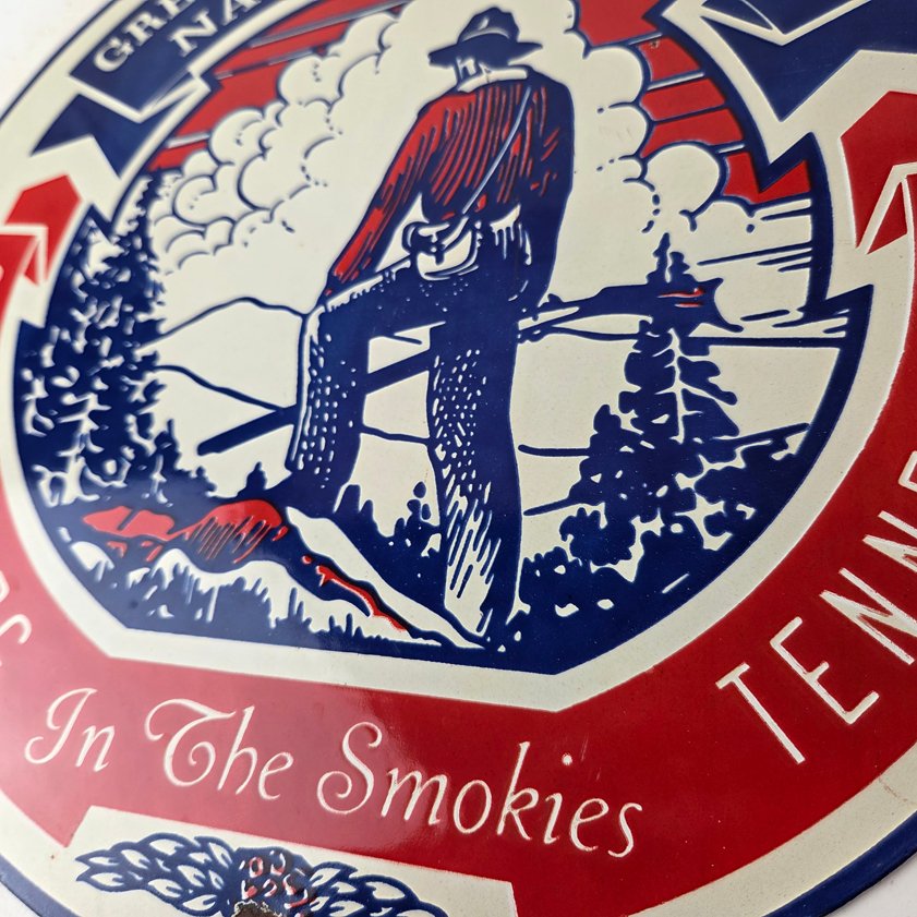 Vintage Smokey Mountains Sign - National Park Gas Pump Porcelain Sign - Image 3