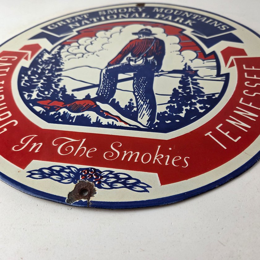 Vintage Smokey Mountains Sign - National Park Gas Pump Porcelain Sign - Image 11