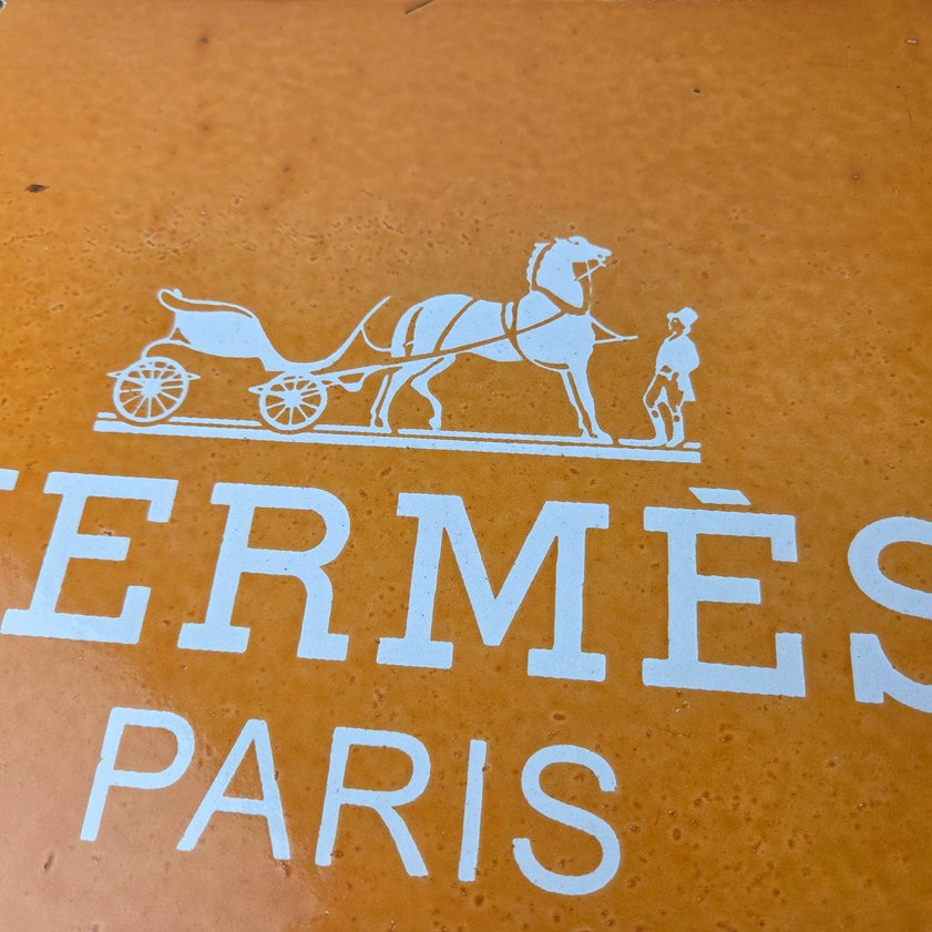 Vintage Hermes Sign - Luxury Fashion Porcelain Store Display Gas Pump Sign - Image 2