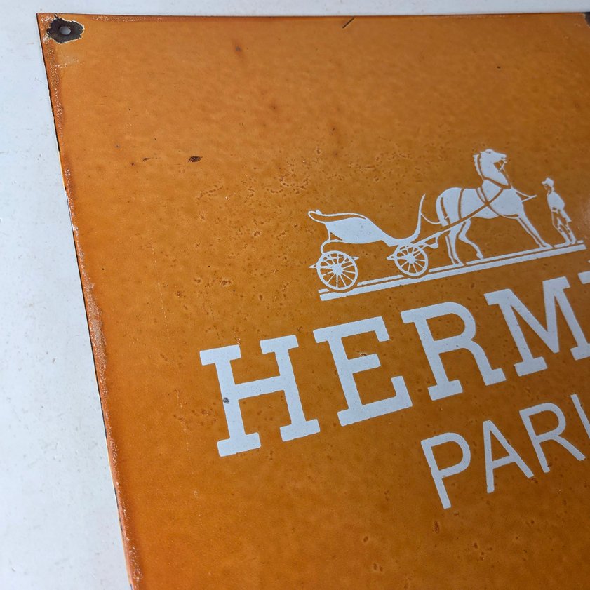 Vintage Hermes Sign - Luxury Fashion Porcelain Store Display Gas Pump Sign - Image 4