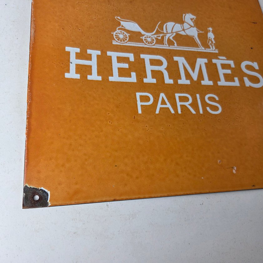 Vintage Hermes Sign - Luxury Fashion Porcelain Store Display Gas Pump Sign - Image 10