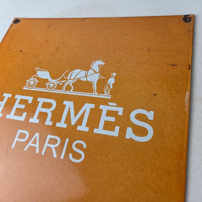 Vintage Hermes Sign - Luxury Fashion Porcelain Store Display Gas Pump Sign - Image 11