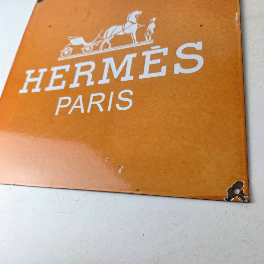 Vintage Hermes Sign - Luxury Fashion Porcelain Store Display Gas Pump Sign - Image 13