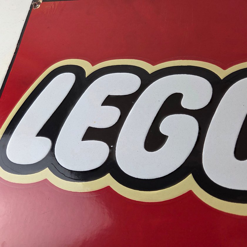Vintage LEGO Logo Sign - Square Red Porcelain Enamel Advertising Sign - Image 2