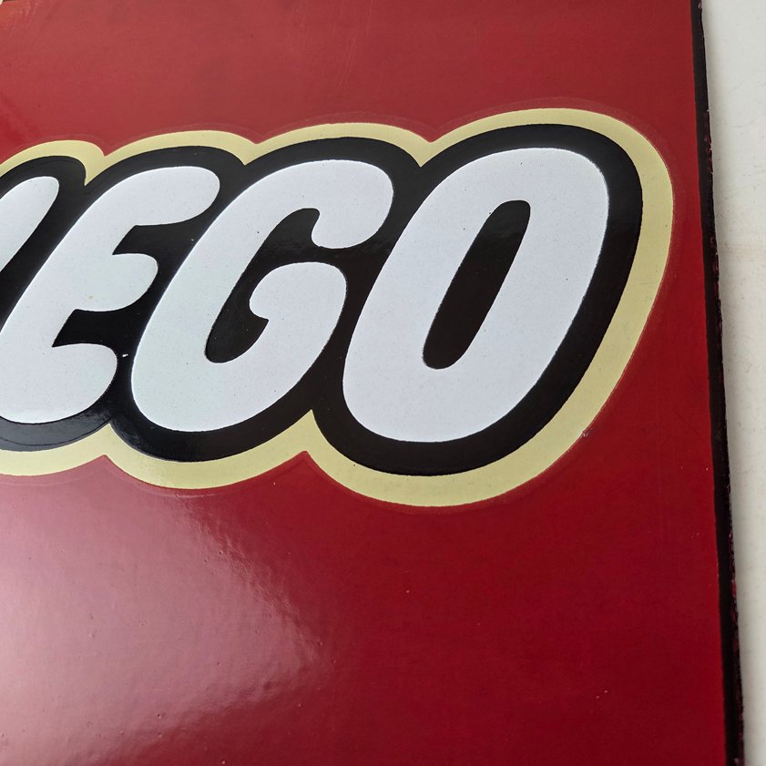 Vintage LEGO Logo Sign - Square Red Porcelain Enamel Advertising Sign - Image 3