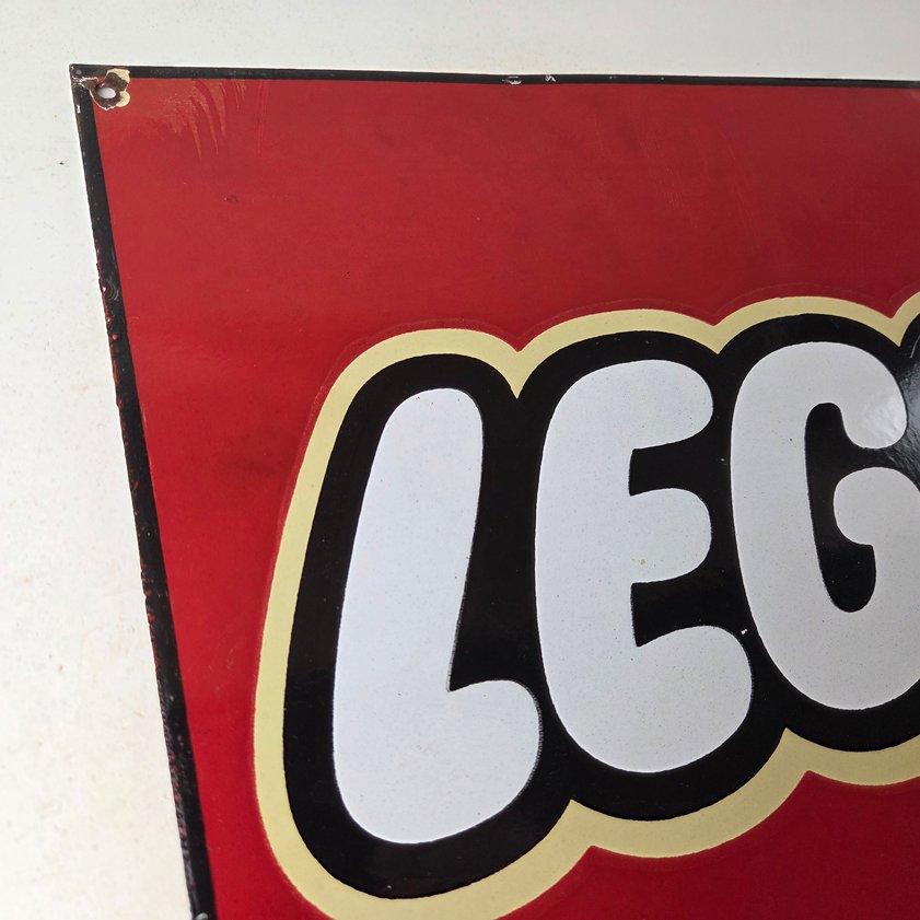 Vintage LEGO Logo Sign - Square Red Porcelain Enamel Advertising Sign - Image 4