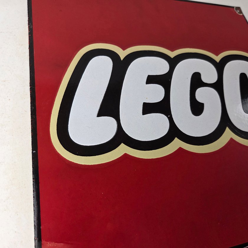 Vintage LEGO Logo Sign - Square Red Porcelain Enamel Advertising Sign - Image 5