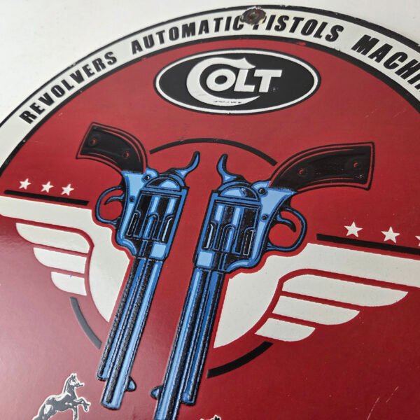 Colt Hand Sign Vintage Colt Firearms Sign – Pistols Revolvers Advertisement Gas ...