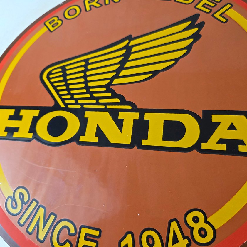 Vintage Honda Sign - Motorcycle Biker Automobile Gas Pump Service Porcelain Sign - Image 4