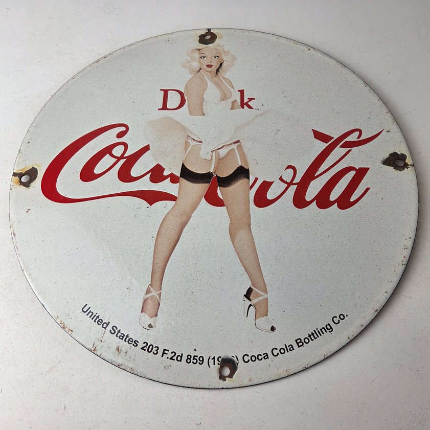Vintage Coca Cola Porcelain Sign - Gas Pump Bottling Service Soda Beverage Sign - Image 3