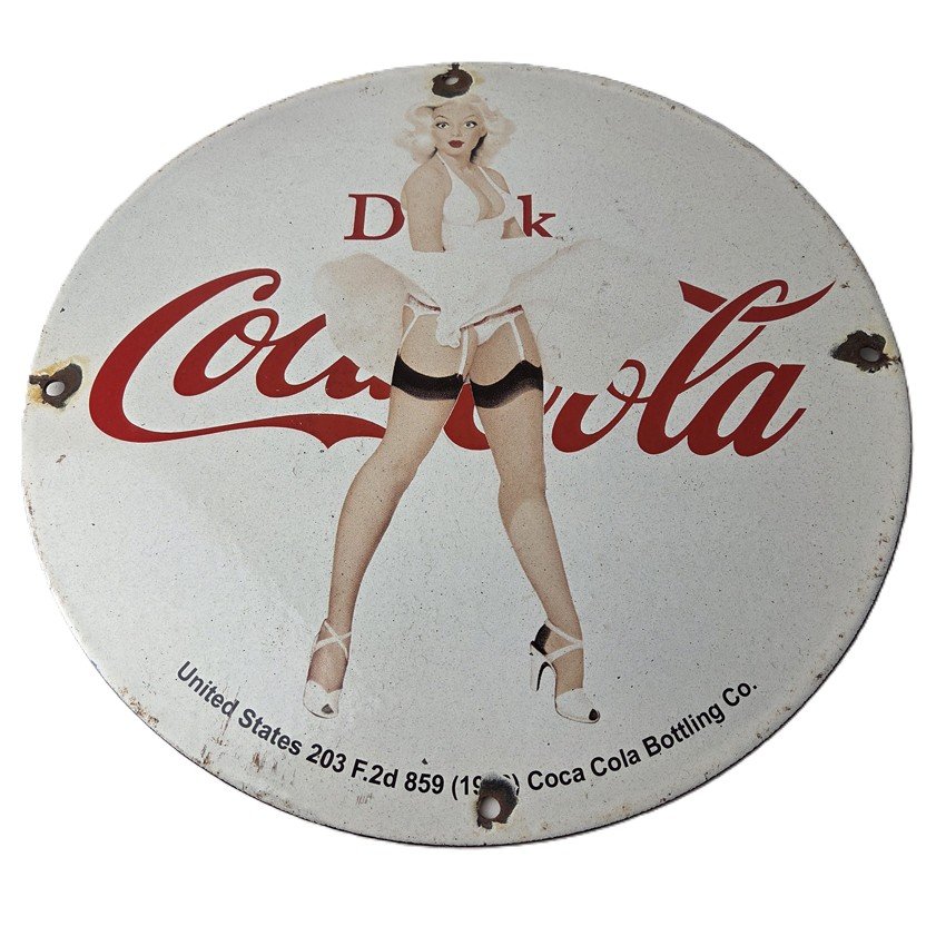 Vintage Coca Cola Porcelain Sign - Gas Pump Bottling Service Soda Beverage Sign