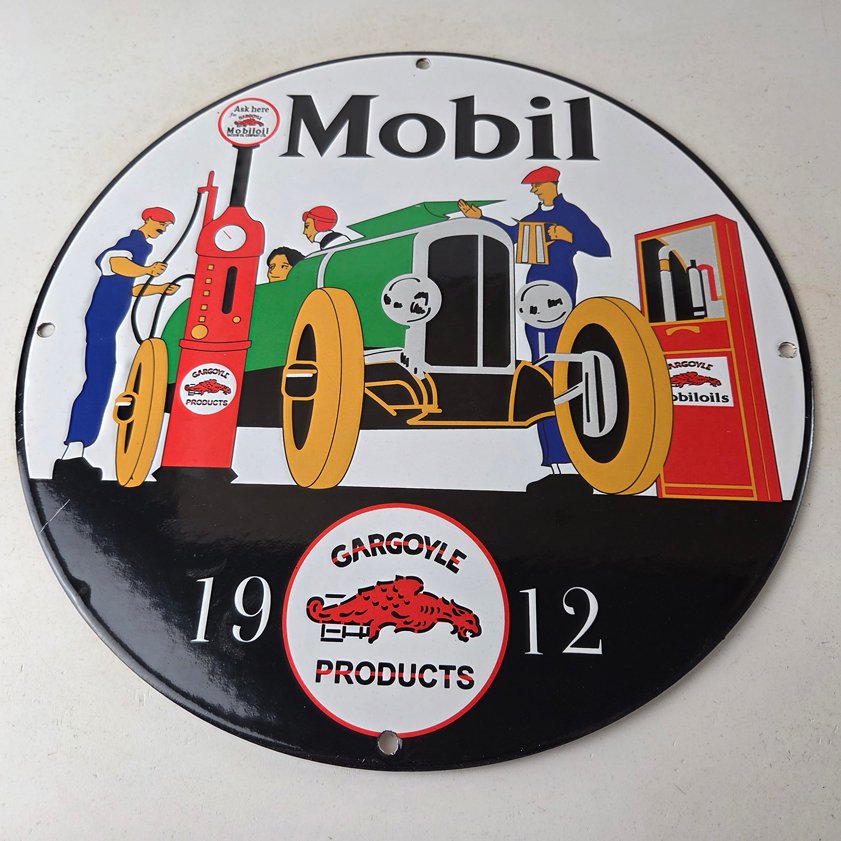 Vintage porcelain gas pump plate signs
