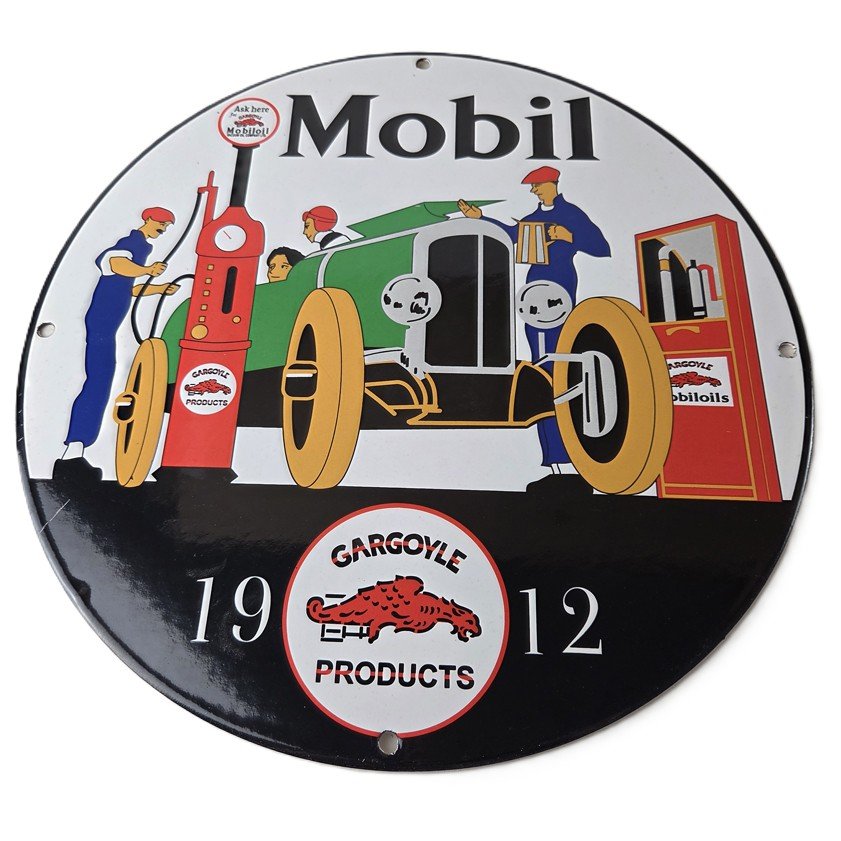 Vintage porcelain gas pump plate signs