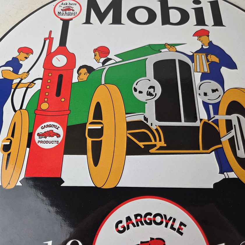 Vintage Mobil Sign - Gargoyle Mobilgas Attendants Gas Oil Filling Porcelain Sign - Image 3